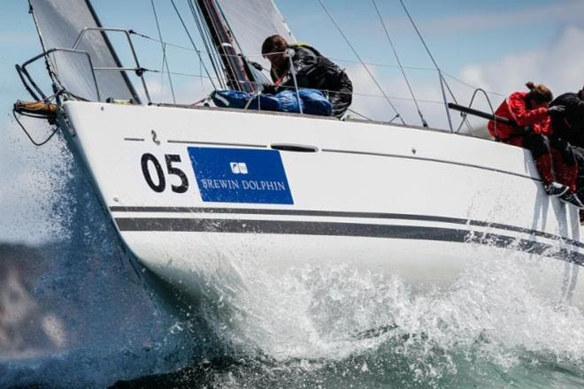 First 40, Elke, racing for Flanders North Sea crashes through the big waves in the Round the Isle of Wight Race on the penultimate day - Brewin Dolphin Commodores' Cup - 29 July, 2016 ©  Paul Wyeth / RORC